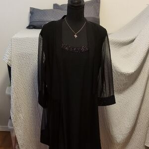 R&M Richards Black Dress with Sheer Overlay